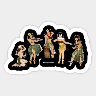 Hula Girls Chilling Dancing the Hula blk Sticker